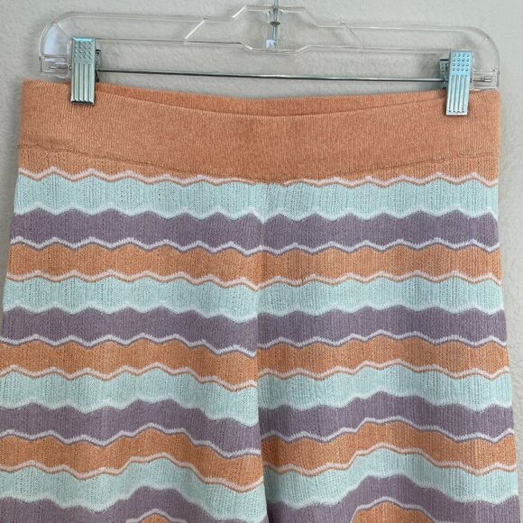 Alice + Olivia Womens Medium Basil Knit Striped Wide leg Multi Color Crop Pants - Picture 3 of 8